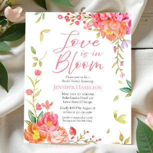 Liefde bloeit Bloemen bruids douche uitnodiging