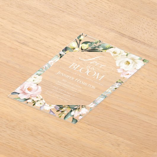 Liefde bloeit | Boho Floral Vrijgezellenfeest Acryl Uitnodigingen (Laagn)