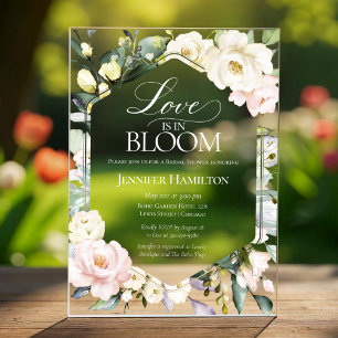 Liefde bloeit Boho Floral Vrijgezellenfeest Acryl Uitnodigingen