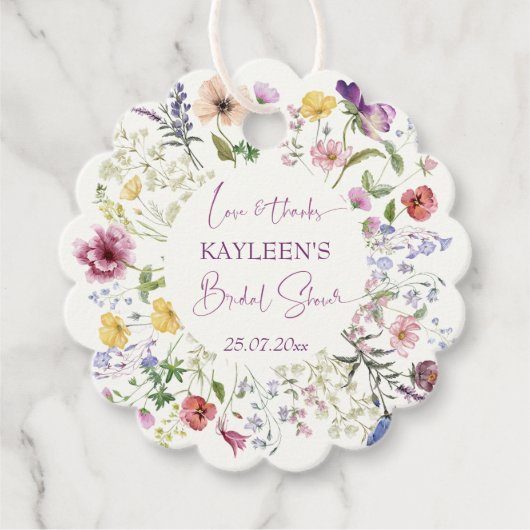 Liefde bloeit boho wildflower vrijgezellenfeest bedankjes labels (Voorkant)