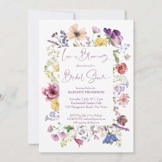 Liefde bloeit boho wildflower vrijgezellenfeest kaart (Voorkant)