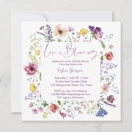 Liefde bloeit boho wildflower vrijgezellenfeest kaart (Voorkant)