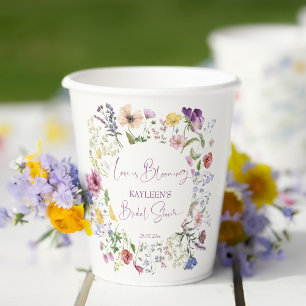 Liefde bloeit boho wildflower vrijgezellenfeest papieren bekers