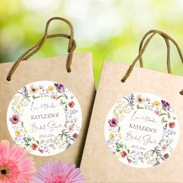 Liefde bloeit boho wildflower vrijgezellenfeest ronde sticker