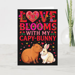 Liefde Bloeit Capybara Konijn Valentijnsdag Kaart