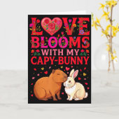 Liefde Bloeit Capybara Konijn Valentijnsdag Kaart (Gele Bloem)
