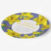 Liefde bloeit de gele lente bruiloft papieren bordje (Gekanteld)