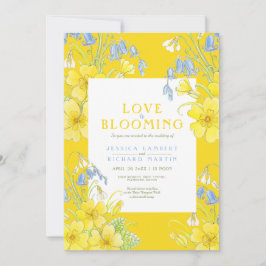 Liefde bloeit de lente bloemgele bruiloft kaart