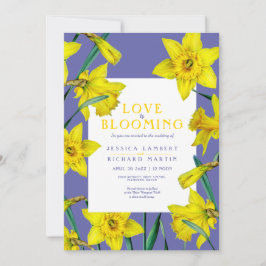 Liefde bloeit de lente gele daffodils bruiloft kaart