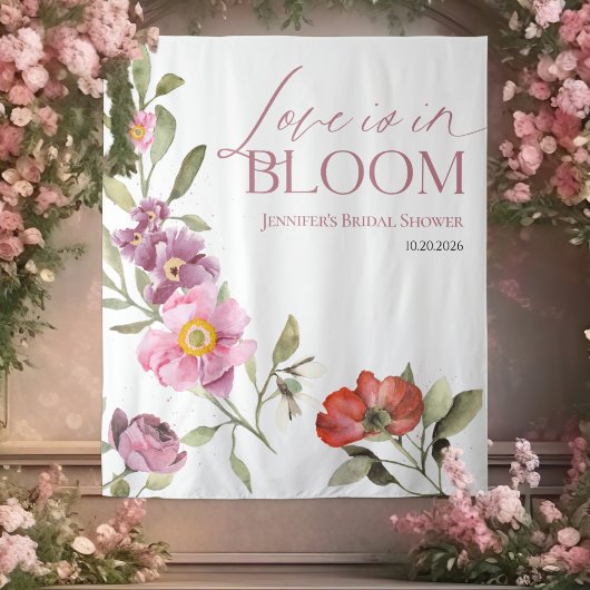 Liefde bloeit | Floral Vrijgezellenfeest achtergro Wandkleed