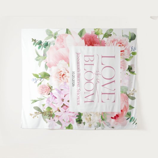 Liefde bloeit | Floral Vrijgezellenfeest achtergro Wandkleed (Voorkant (horizontaal))