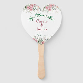 Liefde Bloeit Hier Roze Bloemhart Trouwen Handwaaier