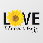Liefde bloeit hier zonnebloem raamsticker (Vel)