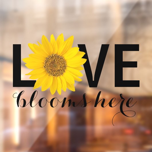 Liefde bloeit hier zonnebloem raamsticker (Vel 2)