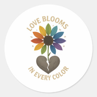 Liefde bloeit in elke kleur ronde sticker