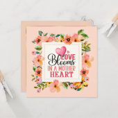 Liefde Bloeit in het Hart van een Moeder | Perzik Kaart (Voorkant / Achterkant in situ)