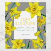 Liefde bloeit kunst gele narcissen bruiloft wijn etiket (Enkel label)