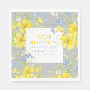 Liefde bloeit lente bloemen grijze bruiloft servet