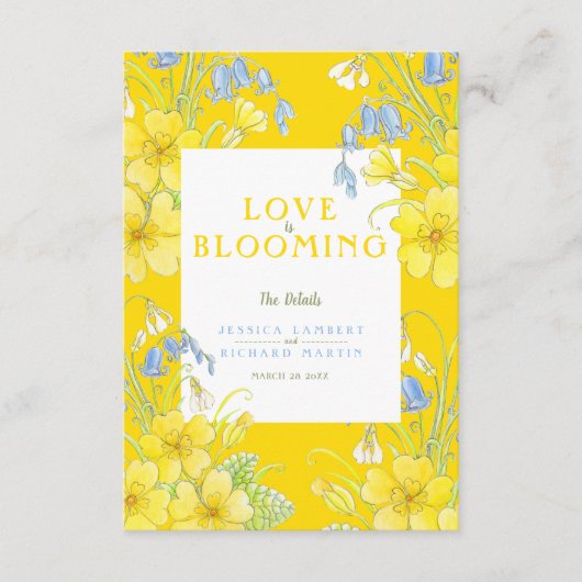 Liefde bloeit lente bruiloft details QR Informatiekaartje (Voorkant)