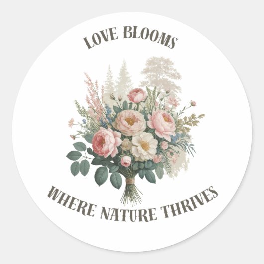 Liefde bloeit met Natuur Ronde Sticker (Voorkant)