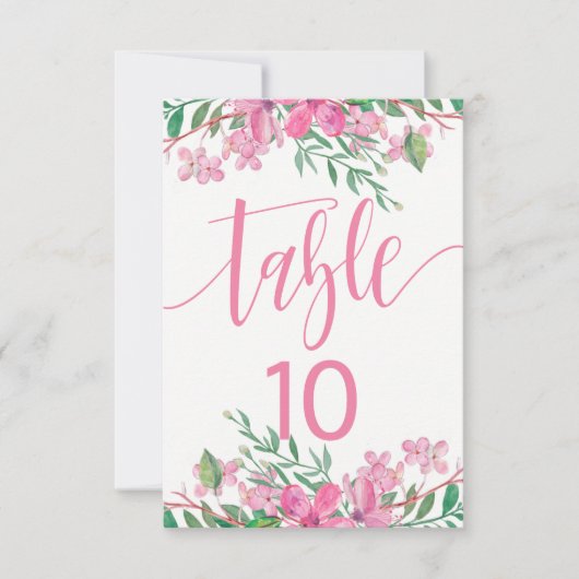 Liefde Bloeit Roze Tafel Nummer Zitplaatskaart Kaart (Voorkant)