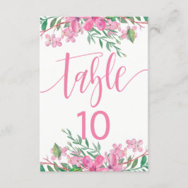 Liefde Bloeit Roze Tafel Nummer Zitplaatskaart Kaart