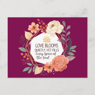 Liefde Bloeit Stilletjes – Bloemig Citaat Waterver Briefkaart