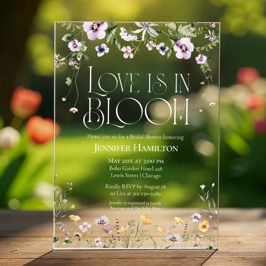 Liefde bloeit | Waterverf Floral Vrijgezellenfeest Acryl Uitnodigingen