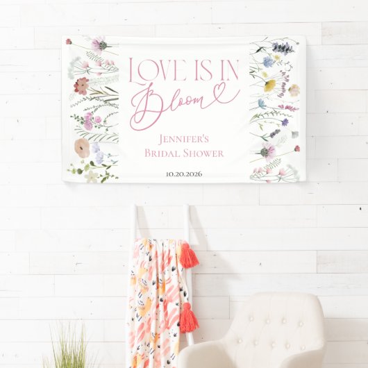 Liefde bloeit | Waterverf Floral Vrijgezellenfeest Spandoek (Insitu)