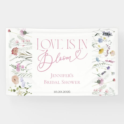 Liefde bloeit | Waterverf Floral Vrijgezellenfeest Spandoek (Horizontaal)