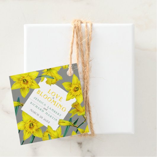 Liefde bloeit waterverf gele lenteverbruiloft bedankjes labels (In situ)