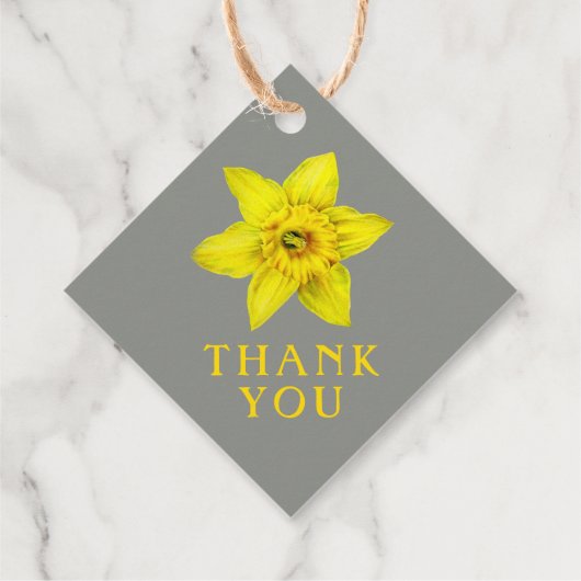 Liefde bloeit waterverf gele lenteverbruiloft bedankjes labels (Achterkant)