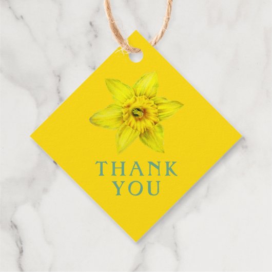 Liefde bloeit waterverf gele lenteverbruiloft  bedankjes labels (Achterkant)