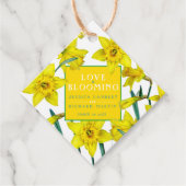 Liefde bloeit waterverf gele lenteverbruiloft  bedankjes labels (Voorkant)