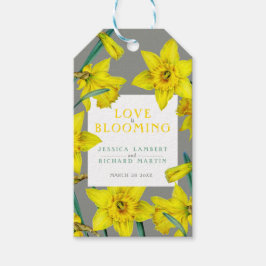 Liefde bloeit waterverf gele lenteverbruiloft cadeaulabel