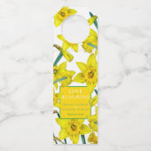 Liefde bloeit waterverf gele lenteverbruiloft flessenhanger (Voorkant)