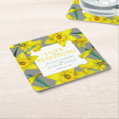 Liefde bloeit waterverf gele lenteverbruiloft kartonnen onderzetters (Schuin)