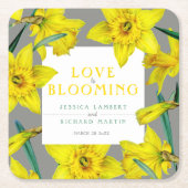 Liefde bloeit waterverf gele lenteverbruiloft kartonnen onderzetters (Voorkant)