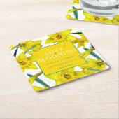 Liefde bloeit waterverf gele lenteverbruiloft kartonnen onderzetters (Schuin)