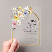 Liefde bloeit | Wildflower Boho Vrijgezellenfeest Acryl Uitnodigingen (Insitu (Draagbaar))