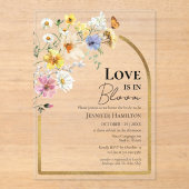 Liefde bloeit | Wildflower Boho Vrijgezellenfeest Acryl Uitnodigingen (Voorkant)