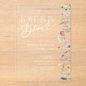 Liefde bloeit | Wildflower Boho Vrijgezellenfeest Acryl Uitnodigingen (Voorkant)