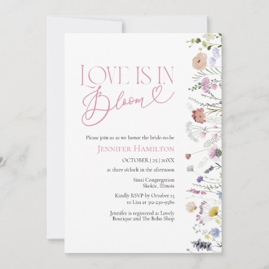 Liefde bloeit | Wildflower Boho Vrijgezellenfeest Kaart (Voorkant)