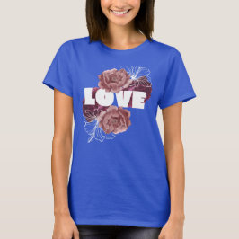 Liefde bloem vrouwen diep koninklijke kleur T-shir T-shirt