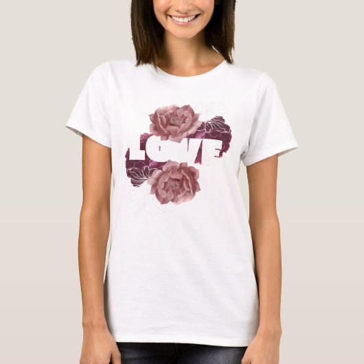 Liefde bloem vrouwen wit kleur T-shirt (Voorkant)