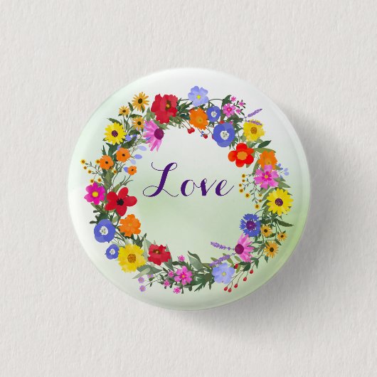 Liefde Bloemen Aangepaste Knoppen Ronde Button 3,2 Cm (Voorkant)
