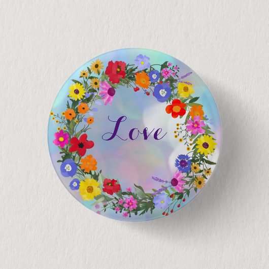Liefde Bloemen Aangepaste Knoppen Ronde Button 3,2 Cm (Voorkant)