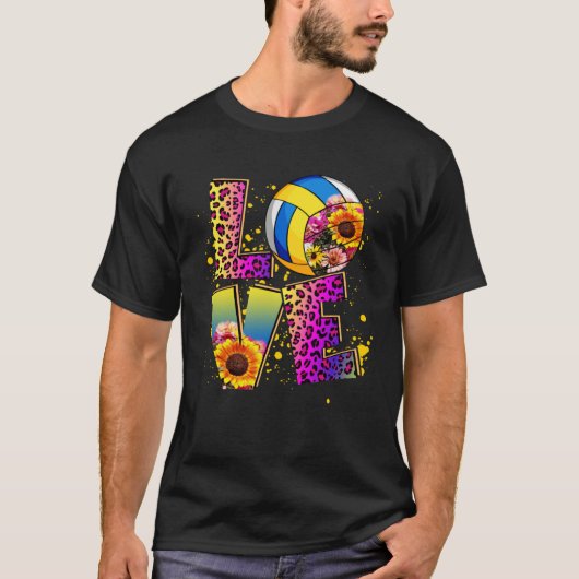 Liefde Bloemen Bloemen Volleybal Bal Matching Spel T-shirt (Voorkant)