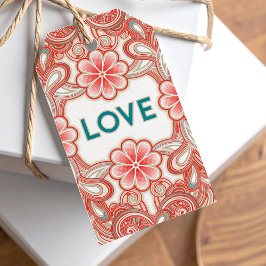 Liefde bloemen Boho stijl cadeautags Cadeaulabel