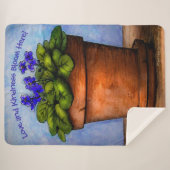 Liefde bloemen hier Violet Floral Sherpa Deken (Voorkant (horizontaal))